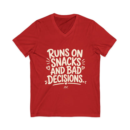Runs On Snacks And Bad Decisions — Women's Empowerment V-Neck Tee