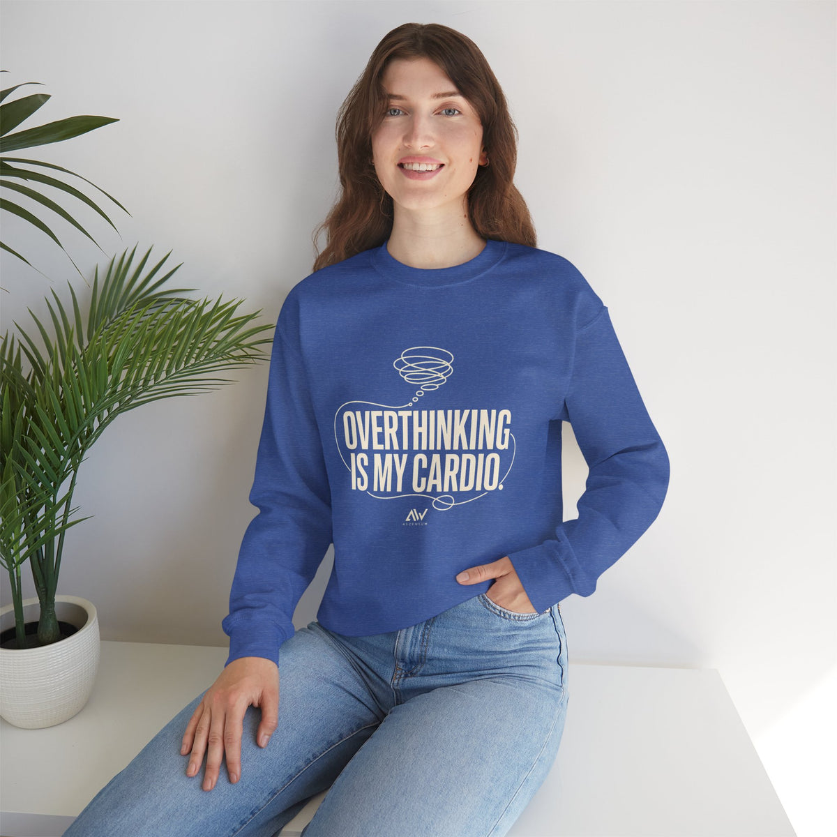 Overthinking Is My Cardio — Women's Empowerment Back Print Crewneck | Ascensum Wear