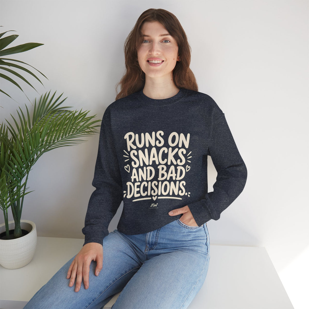 Runs On Snacks And Bad Decisions — Women's Empowerment Crewneck | Ascensum Wear