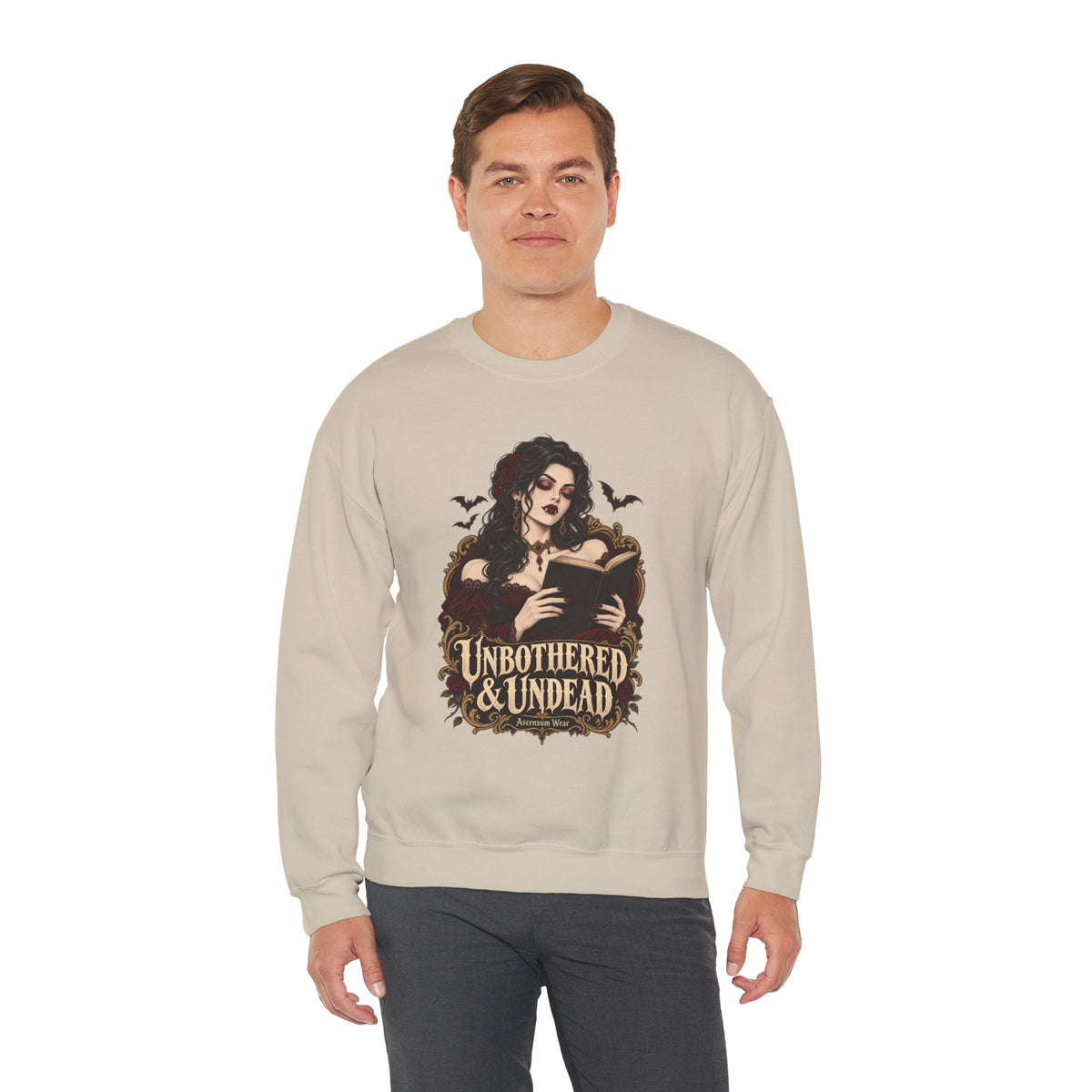Unbothered & Undead — Women's Gothic Halloween Crewneck | Ascensum Wear