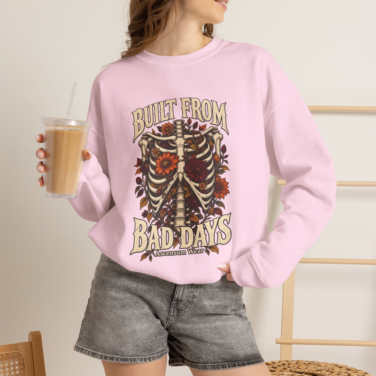 Bullet From Bad Days — Skeleton Flowers Halloween Crewneck | Ascensum Wear