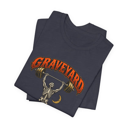 Graveyard Shift — Skeleton Weightlifter Front Print Tee | Ascensum Wear