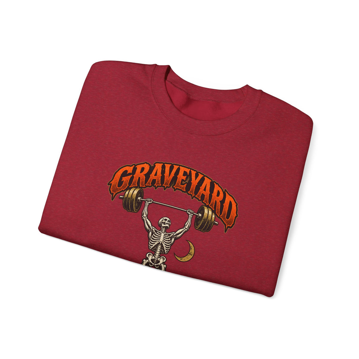 Graveyard Shift — Skeleton Weightlifter Front Print Crewneck | Ascensum Wear