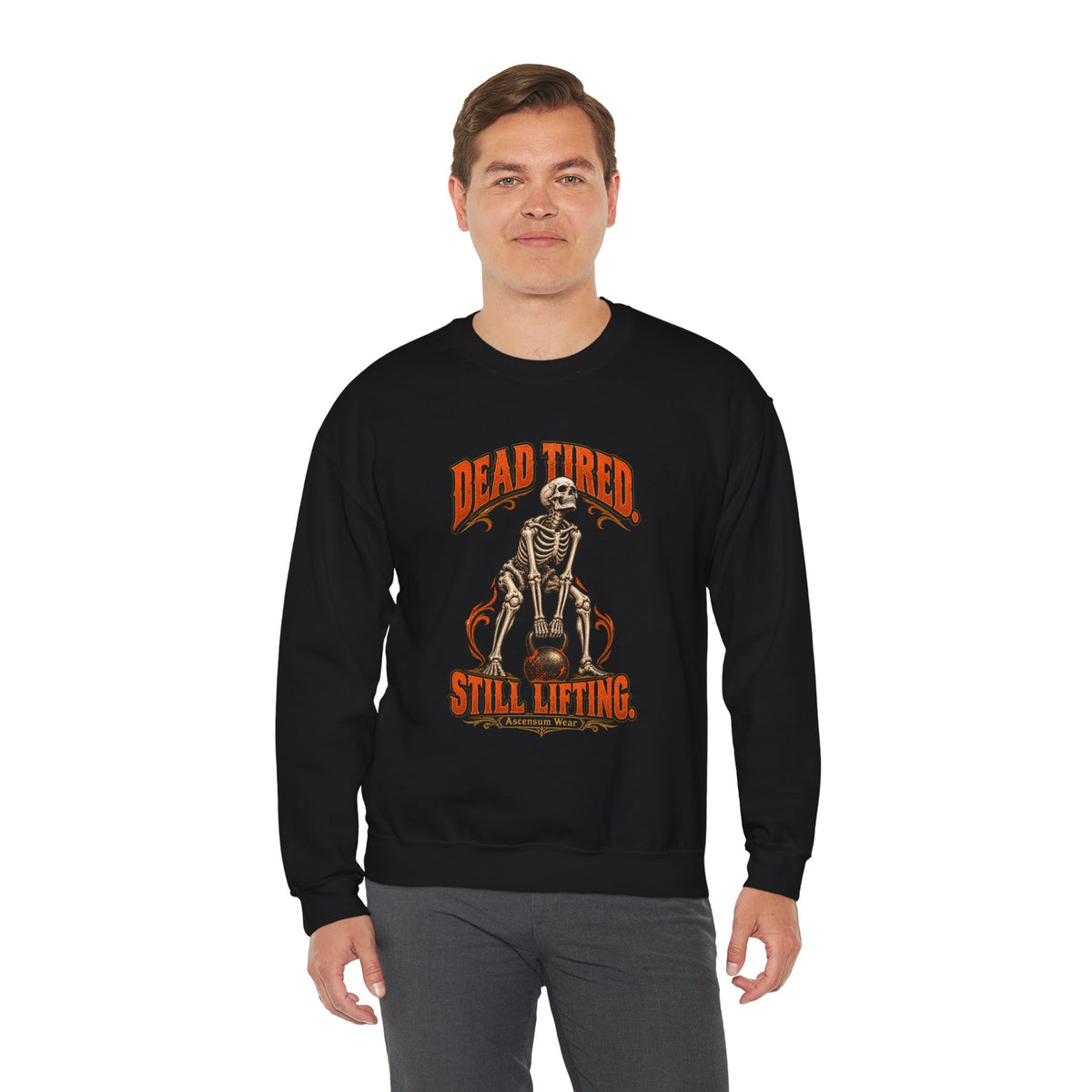 Dead Tired Still Lifting — Halloween Fitness Unisex Crewneck | Ascensum Wear