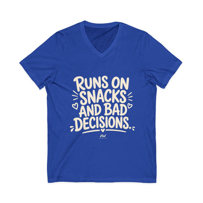 Runs On Snacks And Bad Decisions — Women's Empowerment V-Neck Tee