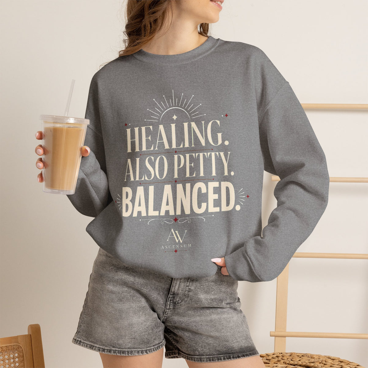 Healing. Also Pretty. Balanced. — Women's Empowerment Crewneck | Ascensum Wear