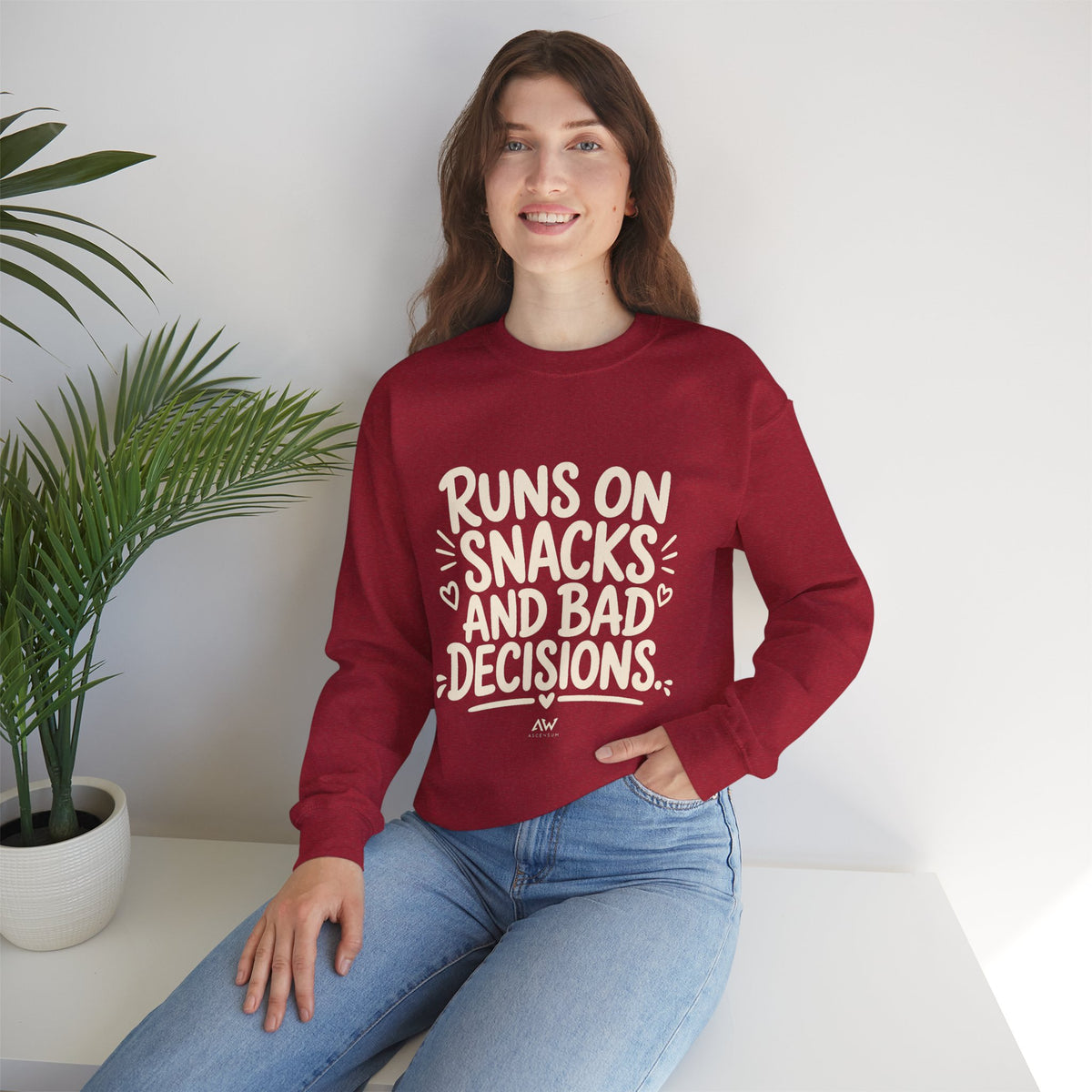 Runs On Snacks And Bad Decisions — Women's Empowerment Crewneck | Ascensum Wear