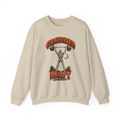 Graveyard Shift — Skeleton Weightlifter Front Print Crewneck | Ascensum Wear