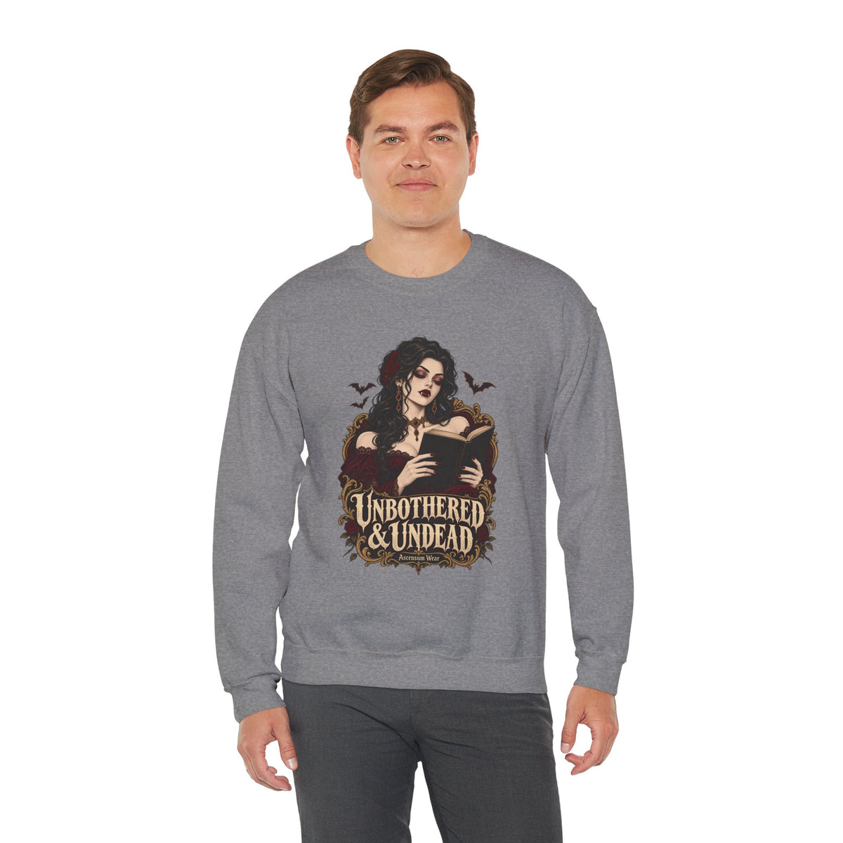Unbothered & Undead — Women's Gothic Halloween Crewneck | Ascensum Wear