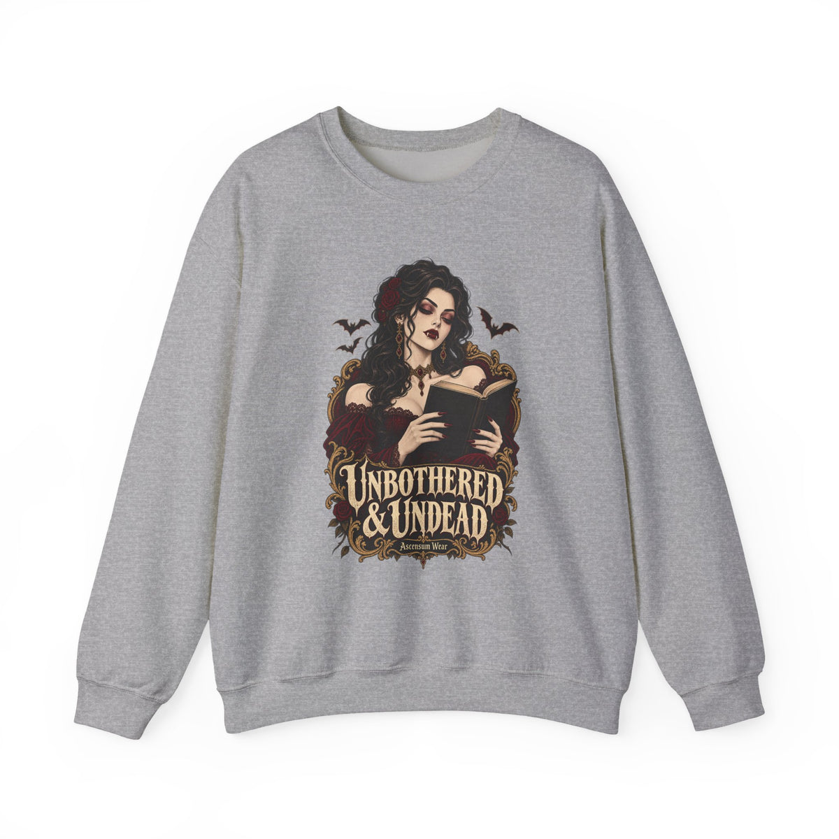 Unbothered & Undead — Women's Gothic Halloween Crewneck | Ascensum Wear