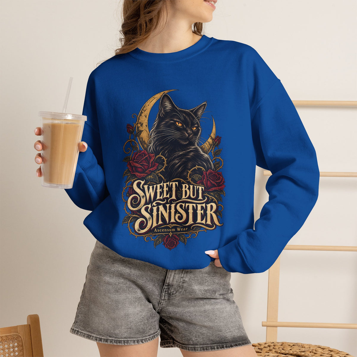 Sweet But Sinister — Black Cat Halloween Crewneck | Ascensum Wear