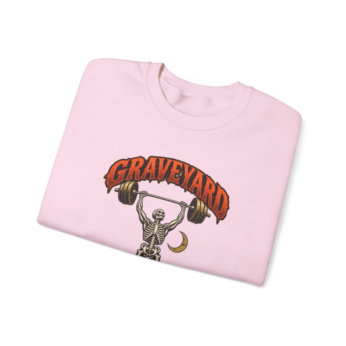 Graveyard Shift — Skeleton Weightlifter Front Print Crewneck | Ascensum Wear