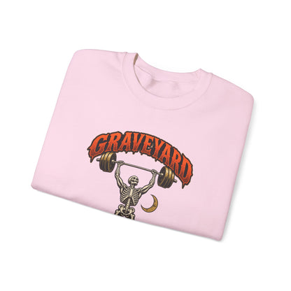 Graveyard Shift — Skeleton Weightlifter Front Print Crewneck | Ascensum Wear