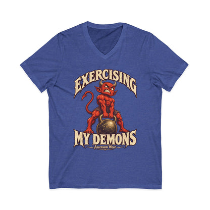 Exercising My Demons — Halloween Unisex V Neck | Ascensum Wear