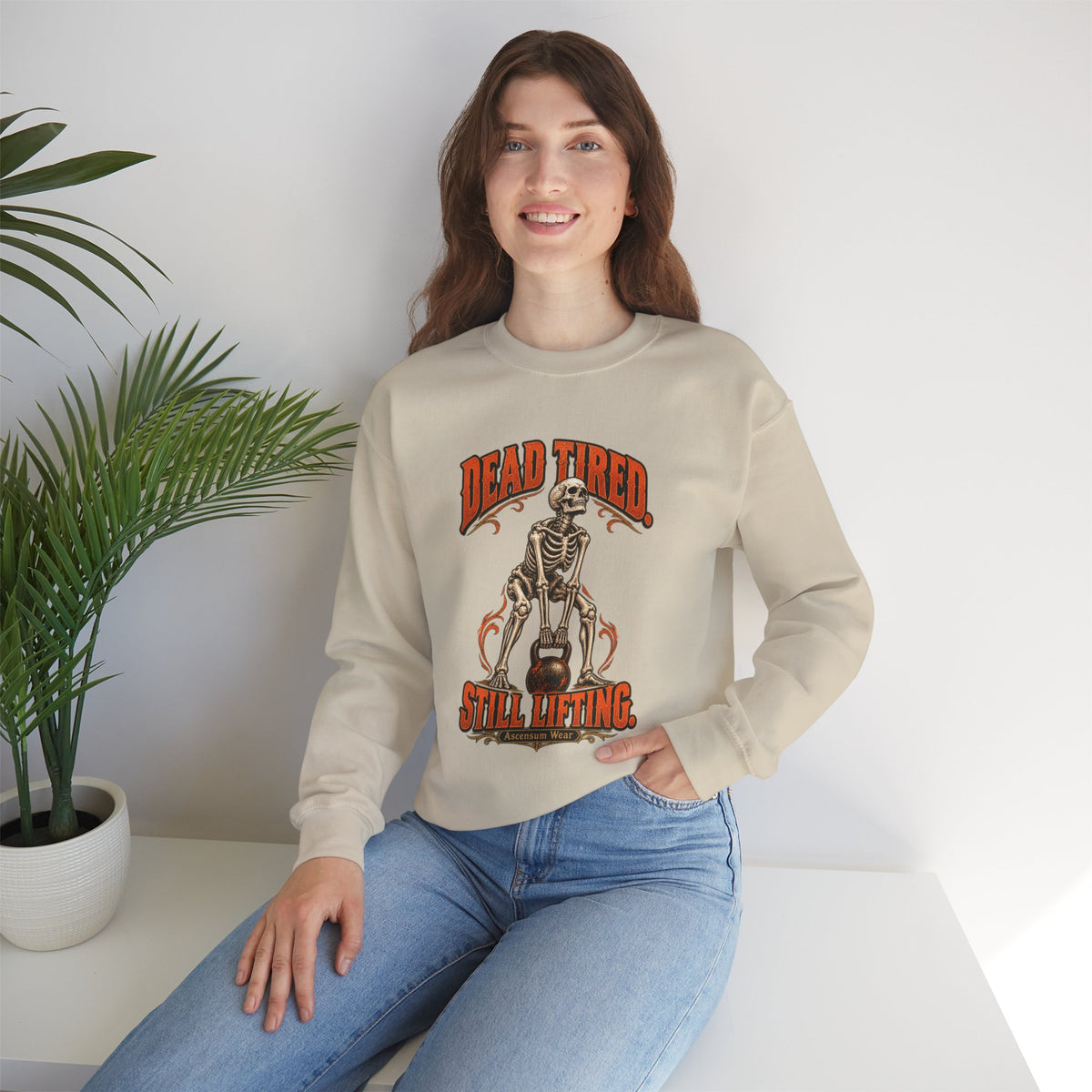 Dead Tired Still Lifting — Halloween Fitness Unisex Crewneck | Ascensum Wear
