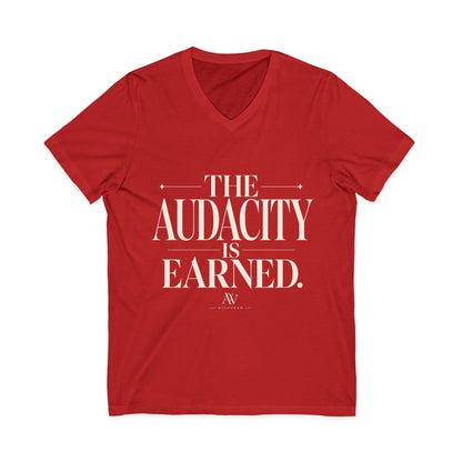 The Audacity Is Earned — Women's Empowerment V-Neck Tee | Ascensum Wear