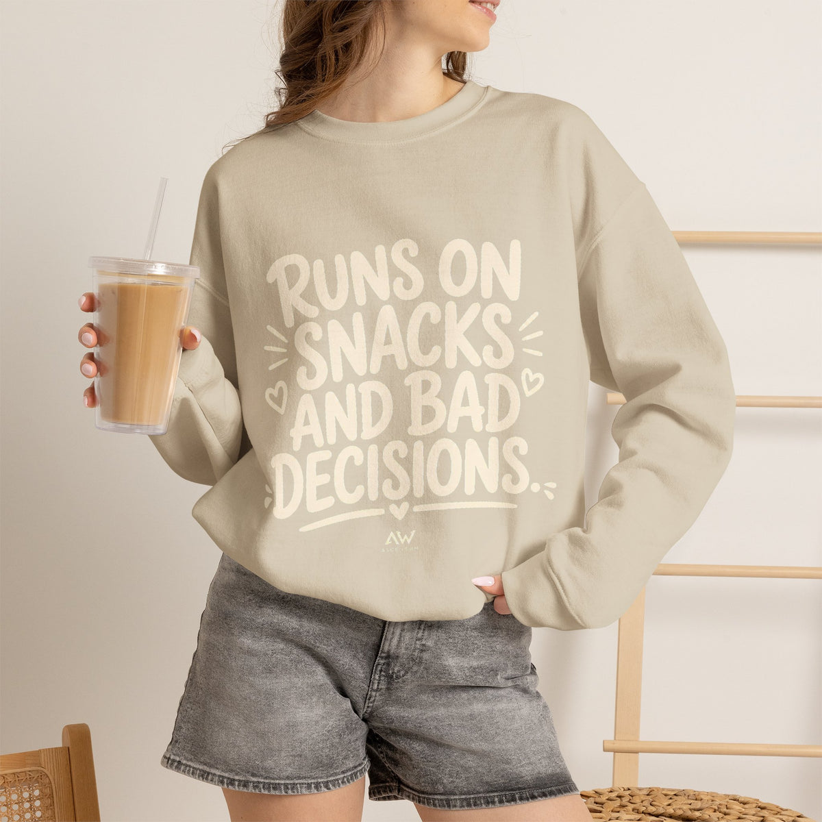 Runs On Snacks And Bad Decisions — Women's Empowerment Crewneck | Ascensum Wear