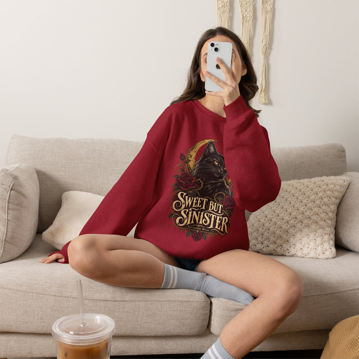 Sweet But Sinister — Black Cat Halloween Crewneck | Ascensum Wear