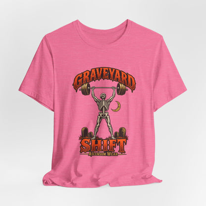Graveyard Shift — Skeleton Weightlifter Front Print Tee | Ascensum Wear
