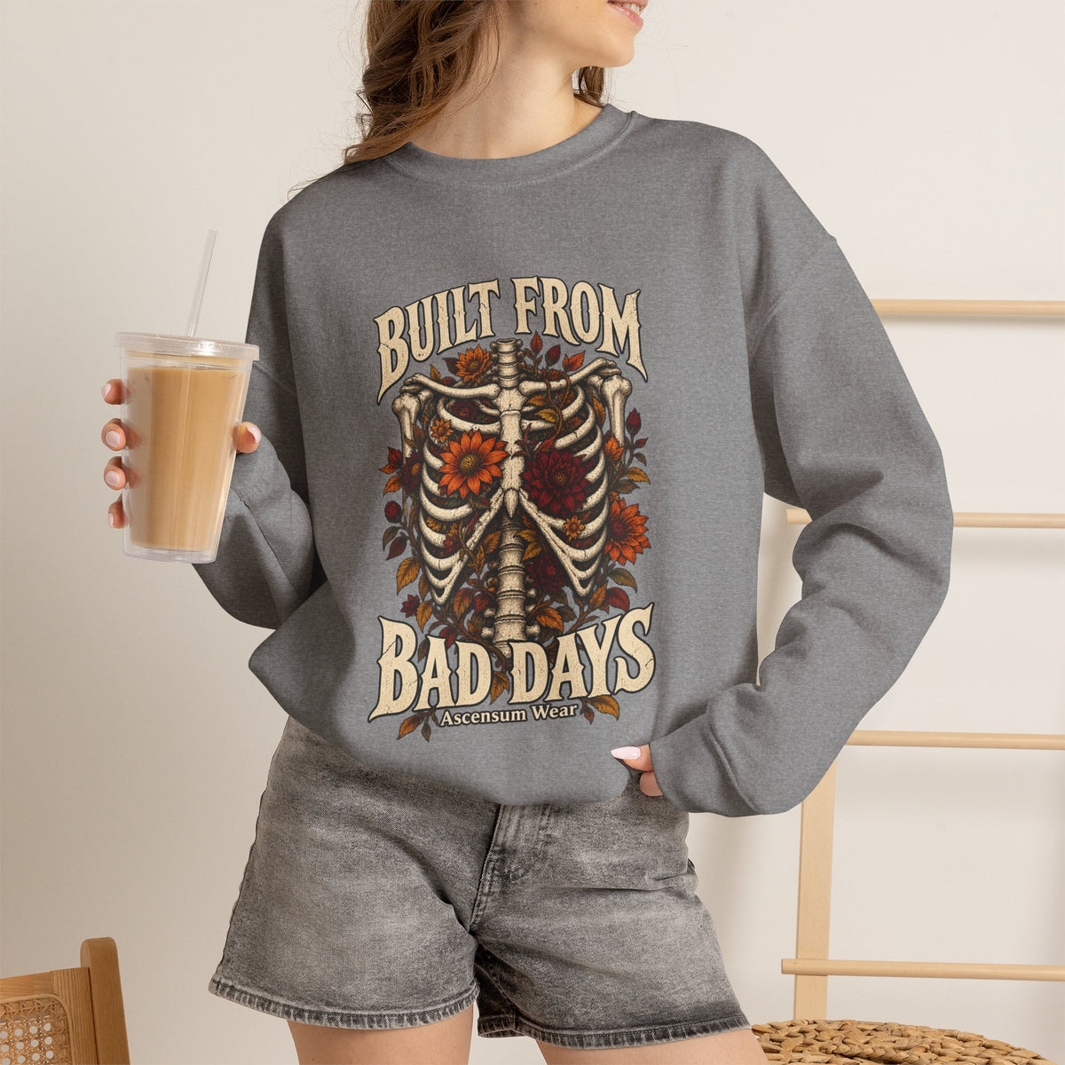 Bullet From Bad Days — Skeleton Flowers Halloween Crewneck | Ascensum Wear
