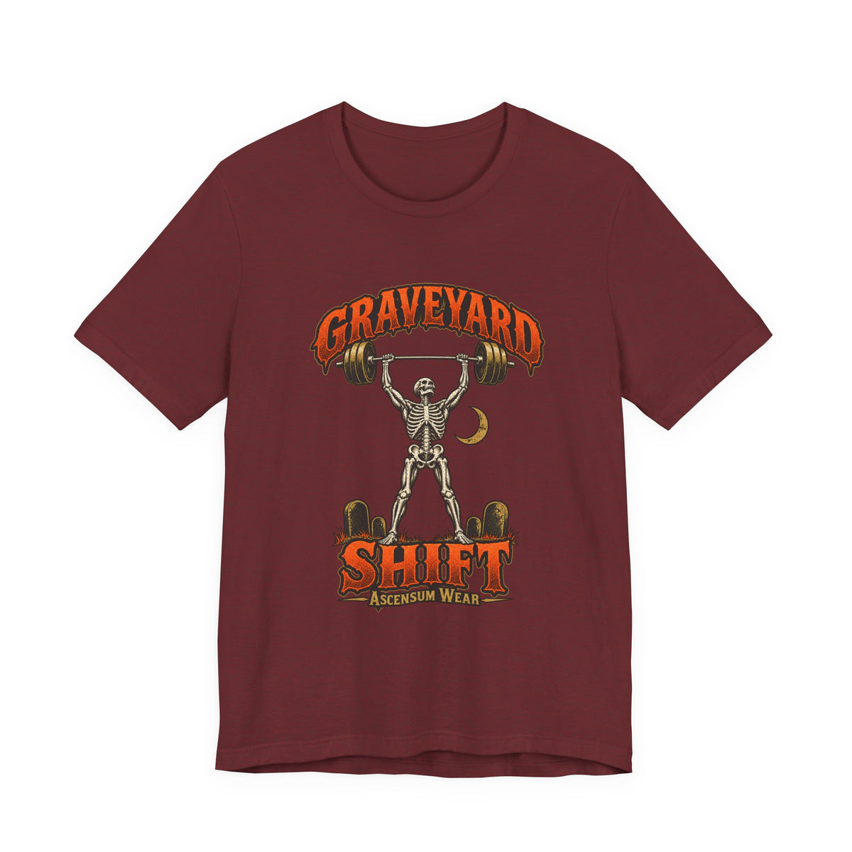 Graveyard Shift — Skeleton Weightlifter Front Print Tee | Ascensum Wear