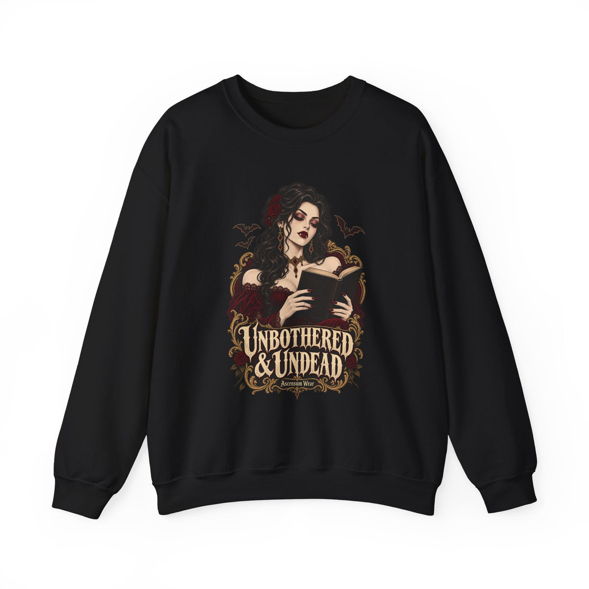 Unbothered & Undead — Women's Gothic Halloween Crewneck | Ascensum Wear