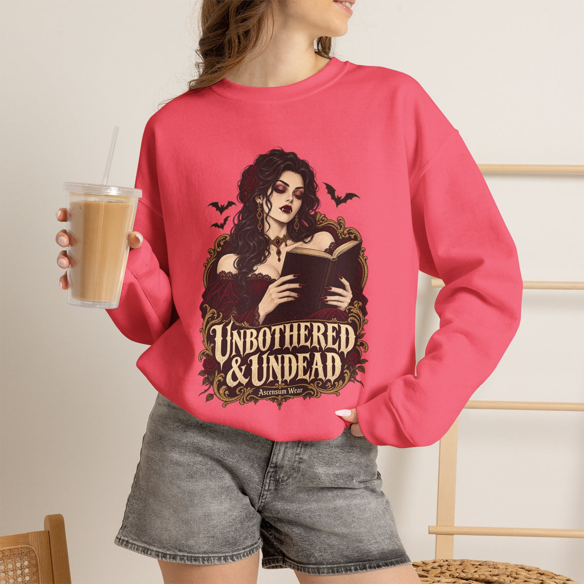 Unbothered & Undead — Women's Gothic Halloween Crewneck | Ascensum Wear