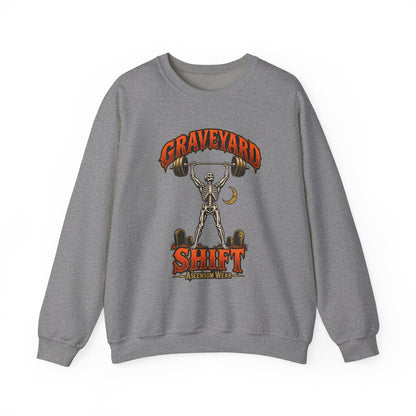 Graveyard Shift — Skeleton Weightlifter Front Print Crewneck | Ascensum Wear