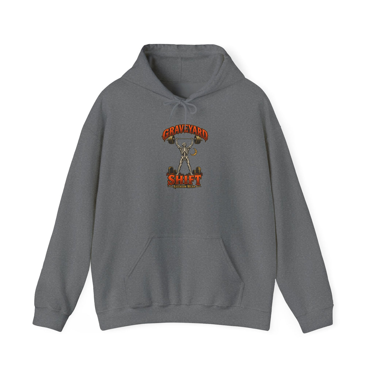 Graveyard Shift — Skeleton Weightlifter Front Print Hoodie | Ascensum Wear