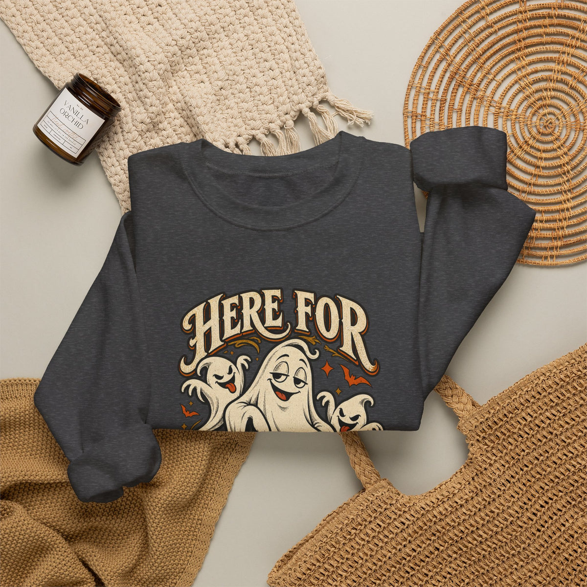 Here for the Boos — Vintage Ghost Trio Unisex Crewneck | Ascensum Wear