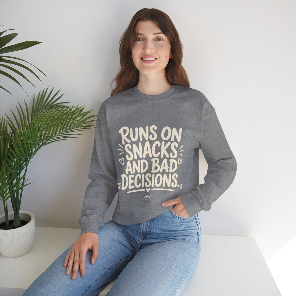Runs On Snacks And Bad Decisions — Women's Empowerment Crewneck | Ascensum Wear