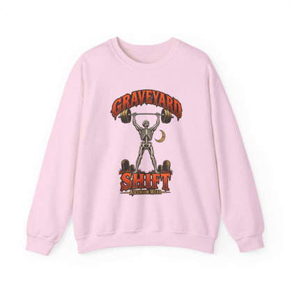 Graveyard Shift — Skeleton Weightlifter Front Print Crewneck | Ascensum Wear