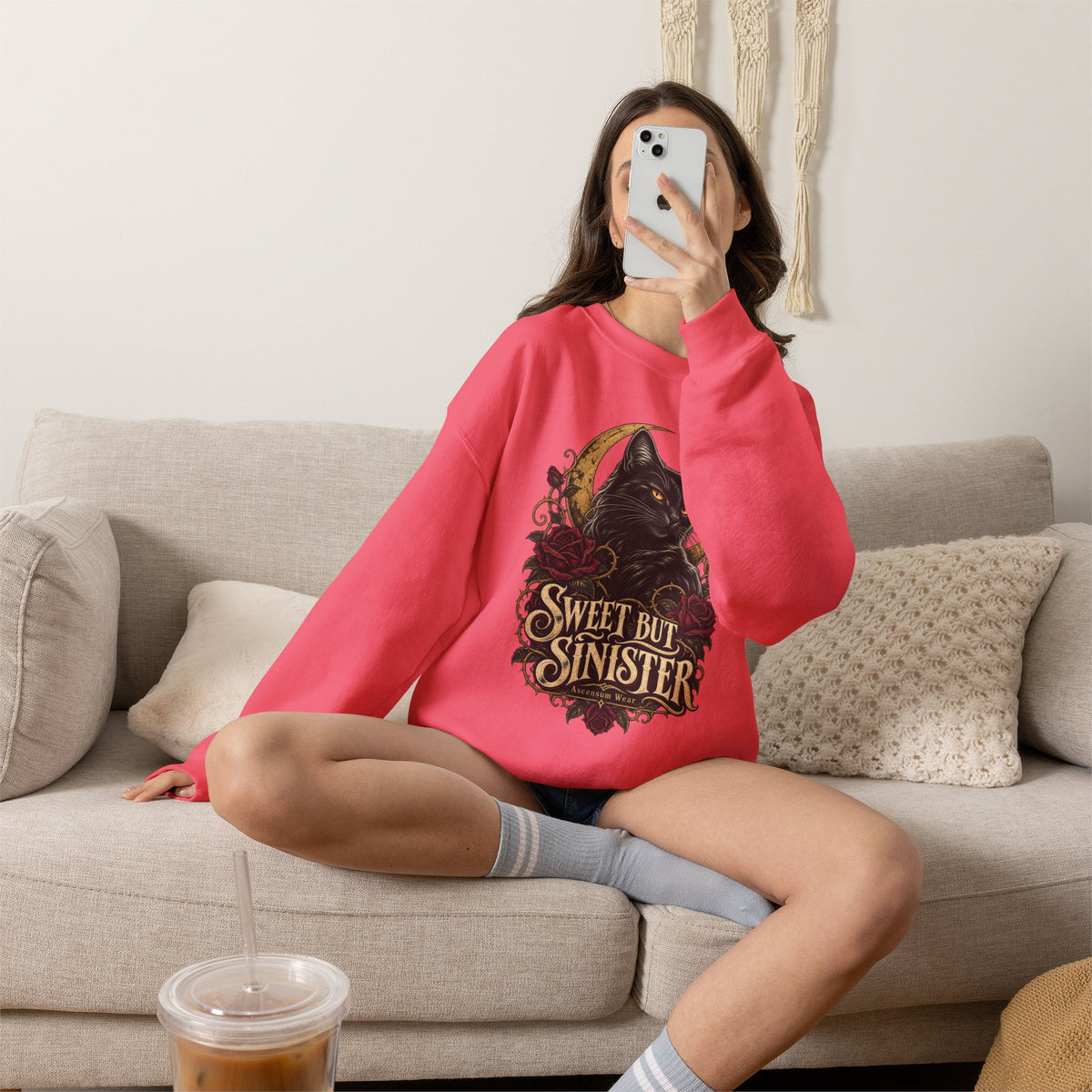 Sweet But Sinister — Black Cat Halloween Crewneck | Ascensum Wear