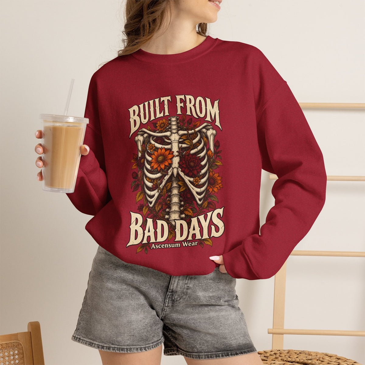 Bullet From Bad Days — Skeleton Flowers Halloween Crewneck | Ascensum Wear
