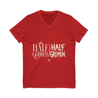 Half Goddess, Half Gremlin | Women's Empowerment V Neck
