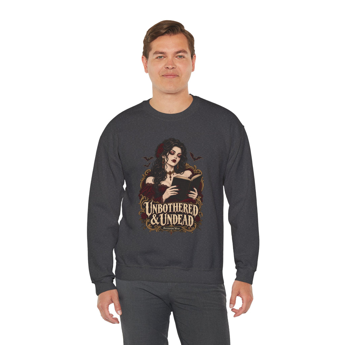 Unbothered & Undead — Women's Gothic Halloween Crewneck | Ascensum Wear