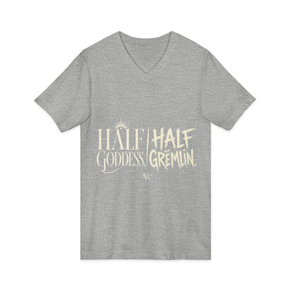 Half Goddess, Half Gremlin | Women's Empowerment V Neck