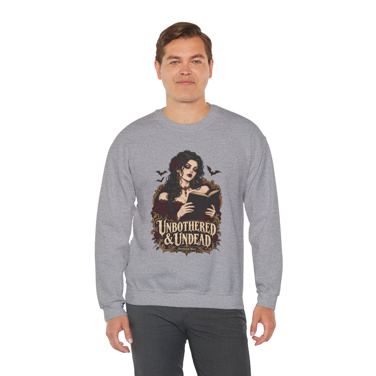 Unbothered & Undead — Women's Gothic Halloween Crewneck | Ascensum Wear