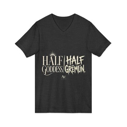Half Goddess, Half Gremlin | Women's Empowerment V Neck